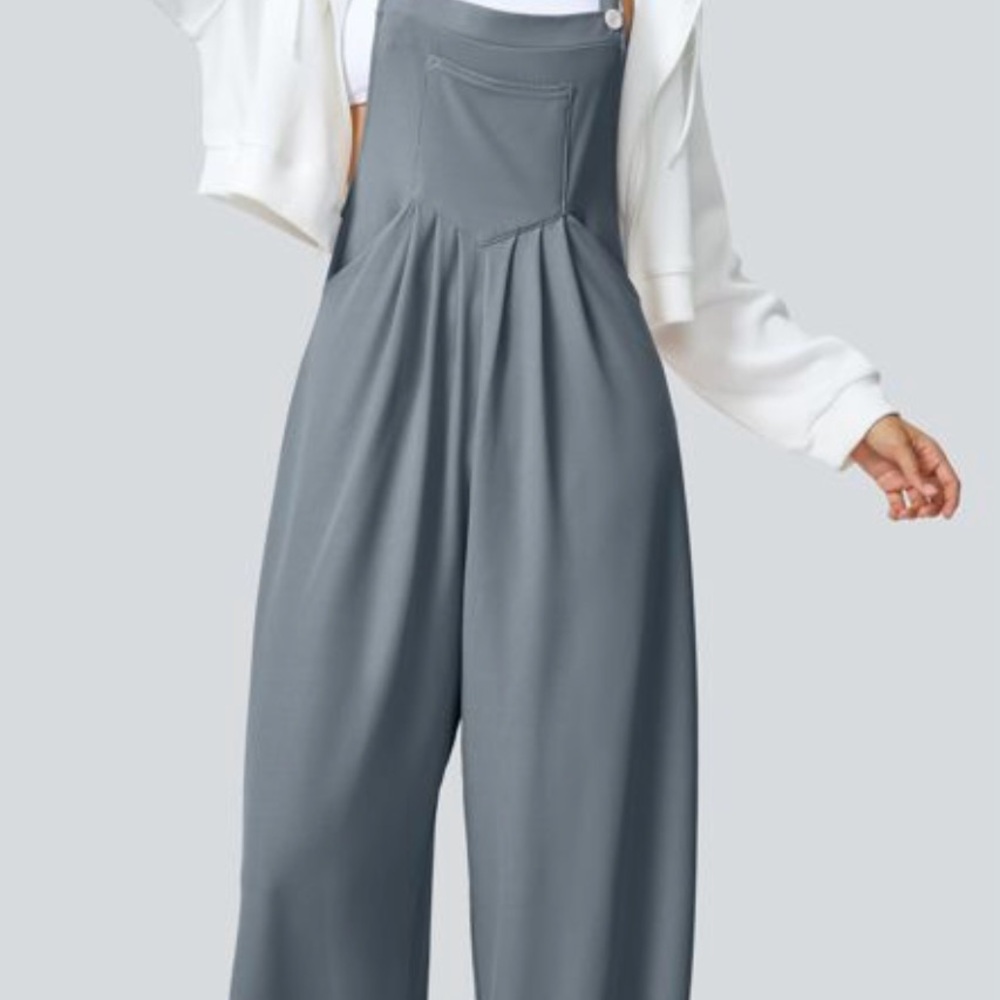 HALARA Gray Wide-Leg Jumpsuit with Bib